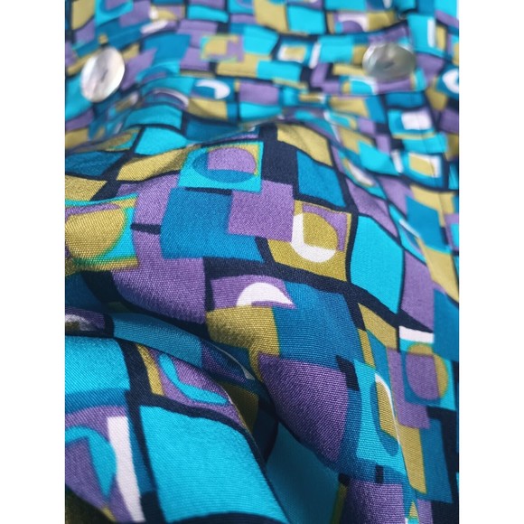 Robbie Bee 100% Silk Sz 10 Maxi Shirt Dress Check Blue Lined Belt Buttoned - Picture 3 of 16